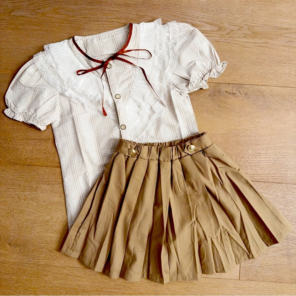 Kids Girls’ lace blouse and skort set